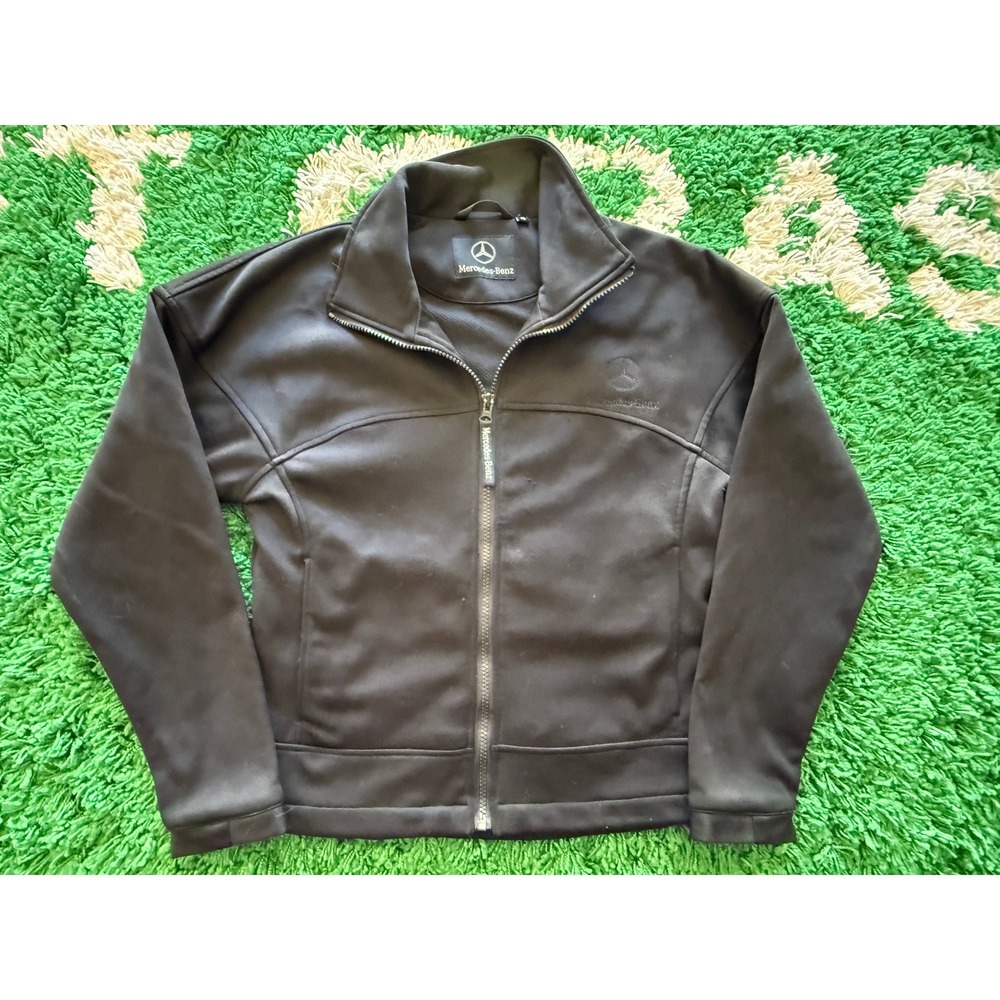 Mercedes-Benz Track Jacket Womens XS‎ Black Good Full Zip Embroidered Logo